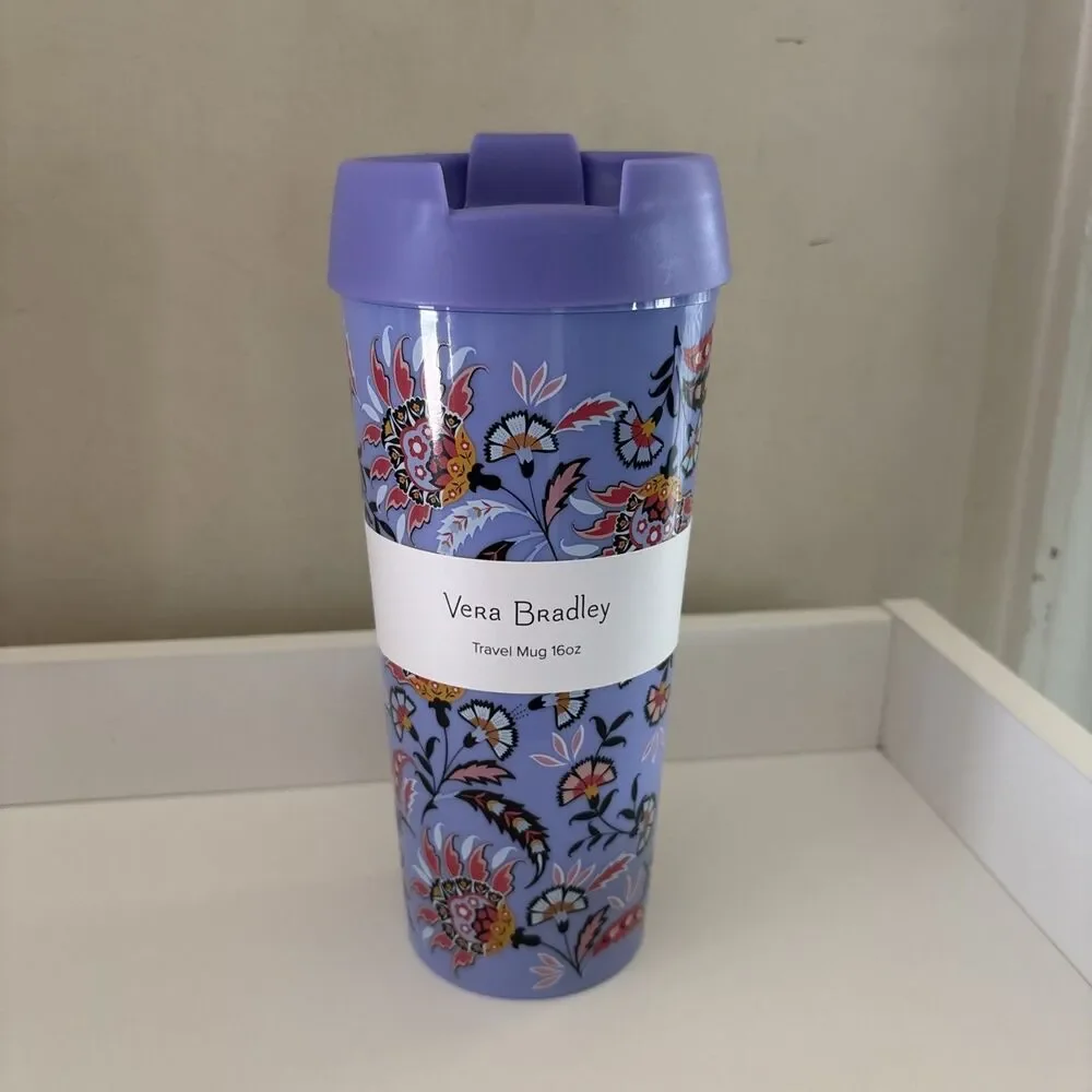 Vera Bradley Travel Mug Mural Garden- 16 oz - NEW